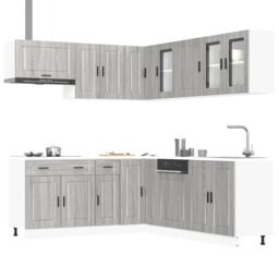 Berkfield Home 11 Piece Kitchen Cabinet Set Porto Grey Sonoma Engineered Wood - thumbnail 1