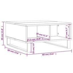 Berkfield Home Decorative Coffee Table Grey Sonoma 60x60x30 cm Engineered Wood - Size: 60 x 60 x 30 cm - thumbnail 9
