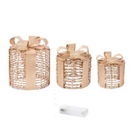 Samuel Alexander Set of 3 Gold Glitter Twist Gift Boxes with Warm White LEDs - thumbnail 8