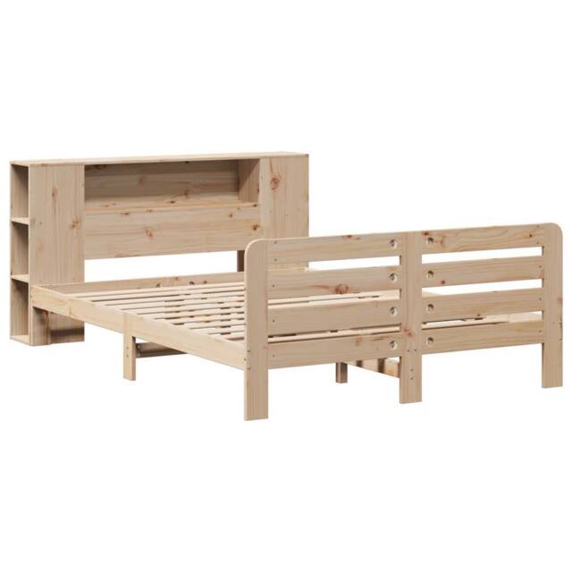 Berkfield Home Full Bed Frame without Mattress 135x190 cm Double Solid Wood Pine in Natural - image 1