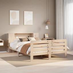 Berkfield Home Full Bed Frame without Mattress 135x190 cm Double Solid Wood Pine in Natural - thumbnail 2