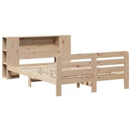 Berkfield Home Full Bed Frame without Mattress 135x190 cm Double Solid Wood Pine in Natural - thumbnail 1