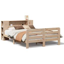 Berkfield Home Full Bed Frame without Mattress 135x190 cm Double Solid Wood Pine in Natural - thumbnail 3
