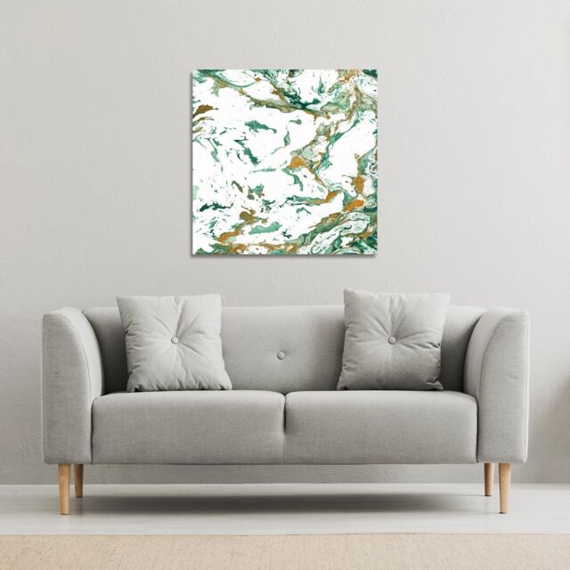 Benjamin Tate Design Green & Golden Marble (Canvas Print) / 77 x 77 x 4cm in Natural - Size: 77 x 77 x 4 cm - image 1
