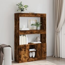 Berkfield Home Highboard¬†Smoked Oak 92x33x140 cm Engineered Wood in Brown - Size: 92 x 33 x 140 cm