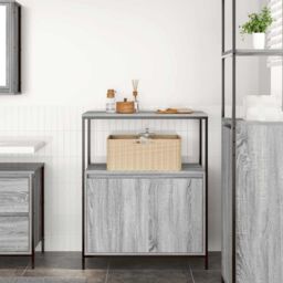 Berkfield Home Bathroom Cabinet with Shelves Grey Sonoma 76.5x35x95 cm - thumbnail 3
