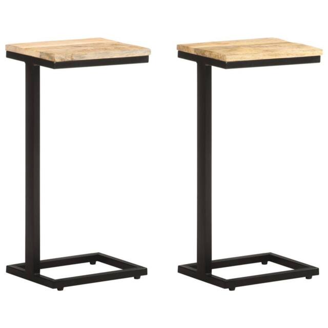 Berkfield Home Side Tables 2 pcs 31.5x24.5x64.5 cm Rough Mango Wood in Brown - image 1