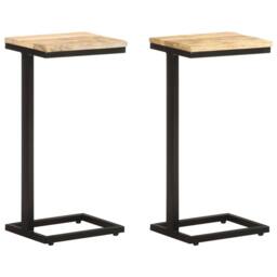 Berkfield Home Side Tables 2 pcs 31.5x24.5x64.5 cm Rough Mango Wood in Brown - thumbnail 1
