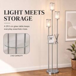 HOMCOM Floor Lamp with Shelves & Foot Switch, Bulbs Not Included, Chrome in Silver - thumbnail 5