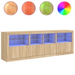 Berkfield Home Sideboard with LED Lights Sonoma Oak 202x37x67 cm in Brown - Size: 202 x 37 x 67 cm - thumbnail 5