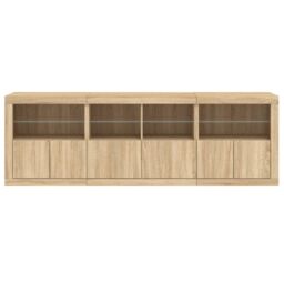 Berkfield Home Sideboard with LED Lights Sonoma Oak 202x37x67 cm in Brown - Size: 202 x 37 x 67 cm - thumbnail 7