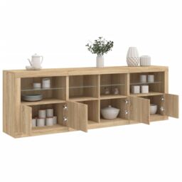 Berkfield Home Sideboard with LED Lights Sonoma Oak 202x37x67 cm in Brown - Size: 202 x 37 x 67 cm - thumbnail 1