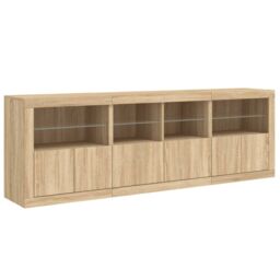Berkfield Home Sideboard with LED Lights Sonoma Oak 202x37x67 cm in Brown - Size: 202 x 37 x 67 cm - thumbnail 6