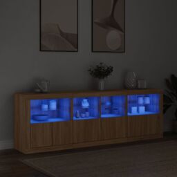 Berkfield Home Sideboard with LED Lights Sonoma Oak 202x37x67 cm in Brown - Size: 202 x 37 x 67 cm - thumbnail 3