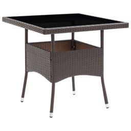 Berkfield Home Garden Dining Table Brown Poly Rattan