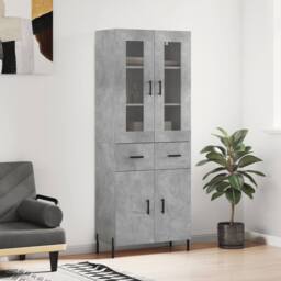 Berkfield Home Highboard Concrete Grey 69.5x34x180 cm Engineered Wood - thumbnail 2