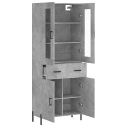 Berkfield Home Highboard Concrete Grey 69.5x34x180 cm Engineered Wood - thumbnail 4