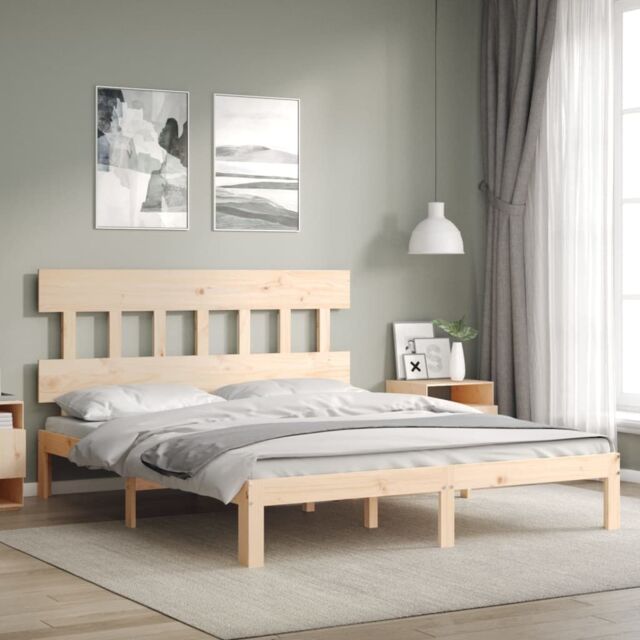 Berkfield Home Bed Frame without Mattress 160x200 cm Solid Wood Pine in Brown - image 1