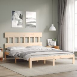 Berkfield Home Bed Frame without Mattress 160x200 cm Solid Wood Pine in Brown - thumbnail 1