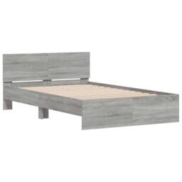 Berkfield Home Durable Bed Frame with Headboard & LED Grey Sonoma 120x200 cm - Size: Small Double - thumbnail 6