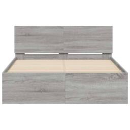 Berkfield Home Durable Bed Frame with Headboard & LED Grey Sonoma 120x200 cm - Size: Small Double - thumbnail 7