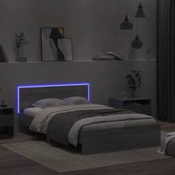 Berkfield Home Durable Bed Frame with Headboard & LED Grey Sonoma 120x200 cm - Size: Small Double - thumbnail 1