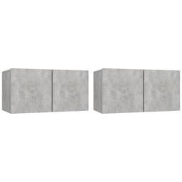 Berkfield Home Hanging TV Cabinets 2 pcs Concrete Grey 60x30x30 cm - Size: 60 x 30 x 30 cm - thumbnail 3