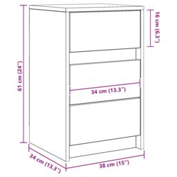 Berkfield Home Bedside Cabinet with LED Lights Old Wood Engineered Wood in Brown - thumbnail 9