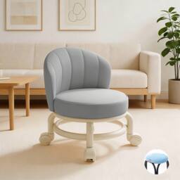 Havendro Grey Low Stool With Wheels for Shoe Changing, Cleaning, Living Room - thumbnail 1