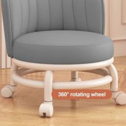 Havendro Grey Low Stool With Wheels for Shoe Changing, Cleaning, Living Room - thumbnail 3