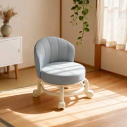 Havendro Grey Low Stool With Wheels for Shoe Changing, Cleaning, Living Room - thumbnail 4