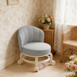 Havendro Grey Low Stool With Wheels for Shoe Changing, Cleaning, Living Room - thumbnail 6