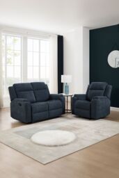 More4Homes Orka 1+3 Seater Fabric Manual Recliner Sofa Set in Blue - thumbnail 9
