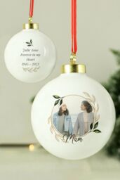 Personalised Memento Company Personalised Photo Upload Memorial Bauble in White - thumbnail 4