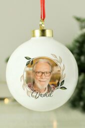 Personalised Memento Company Personalised Photo Upload Memorial Bauble in White - thumbnail 3