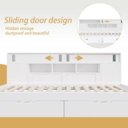 Matteo White MDF Double Day Bed Frame with Storage & Shelves - thumbnail 6
