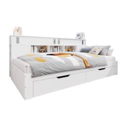 Matteo White MDF Double Day Bed Frame with Storage & Shelves - thumbnail 9