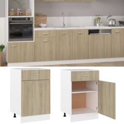 Berkfield Home Drawer Bottom Cabinet Sonoma Oak 50x46x81.5 cm Engineered Wood in Brown - thumbnail 2