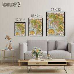 "Artery8 California Map Mora 1928 City San Diego Framed Canvas Wall Art Print - Size: W18"" x H24""" - thumbnail 4
