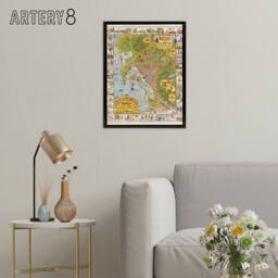 "Artery8 California Map Mora 1928 City San Diego Framed Canvas Wall Art Print - Size: W18"" x H24""" - thumbnail 3