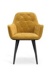 More4Homes Set Of 8 Anika Modern Velvet Dining Chair Padded Seat Metal Legs in Mustard - thumbnail 3