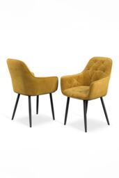 More4Homes Set Of 8 Anika Modern Velvet Dining Chair Padded Seat Metal Legs in Mustard - thumbnail 5