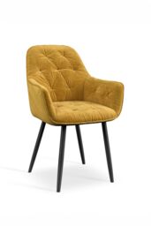 More4Homes Set Of 8 Anika Modern Velvet Dining Chair Padded Seat Metal Legs in Mustard - thumbnail 2