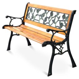 Costway Garden Bench Furniture Weather-Proof Park Loveseat Chair Metal Structure in Natural - thumbnail 1
