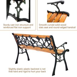 Costway Garden Bench Furniture Weather-Proof Park Loveseat Chair Metal Structure in Natural - thumbnail 3