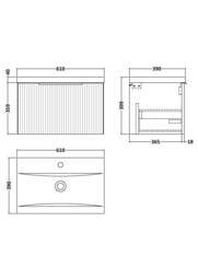 Balterley Fluted Wall Hung 1 Drawer Vanity Basin Unit & Basin 600mm - Satin Blue - thumbnail 5