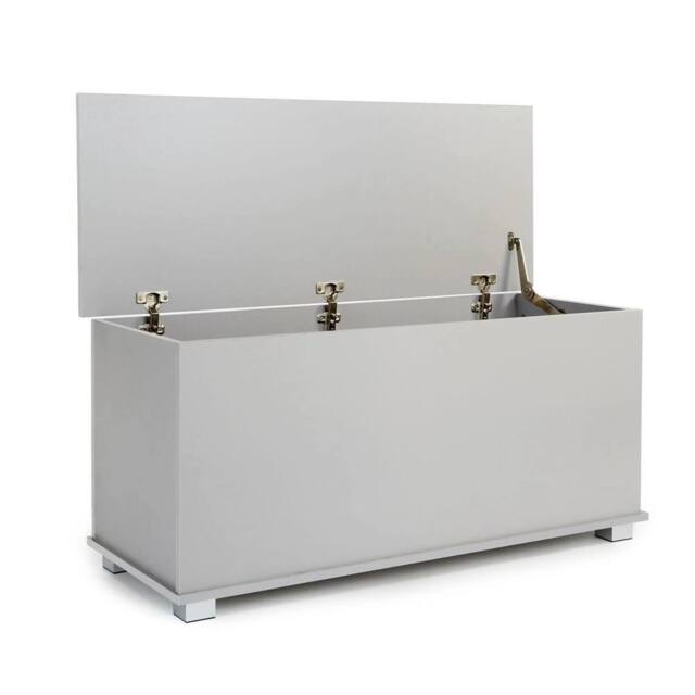 FORGEVIO Wooden Storage Ottoman Chest, Blanket Bedding Storage Box in Grey - image 1