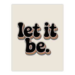 "Artery8 Let It Be Retro Rainbow Font Funky Typography Wall Art Print in Beige - Size: W12"" x H16""" - thumbnail 1