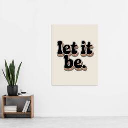 "Artery8 Let It Be Retro Rainbow Font Funky Typography Wall Art Print in Beige - Size: W12"" x H16""" - thumbnail 4
