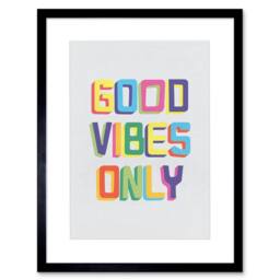"Artery8 Quote Good Vibes Only Colourful Artwork 12x16"" Framed Wall Art - Size: W12"" x H16""" - thumbnail 1